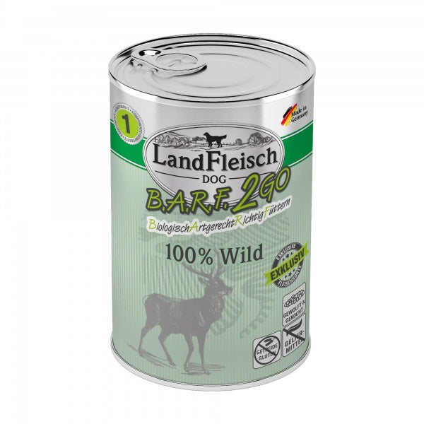 Landfleisch BARF2GO Koerakonserv 100% Metsloomalihaga (Wild) 400g