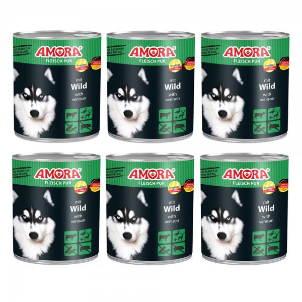 Amora Wild Koerakonserv (Veise- ja Hirvelihaga) 800g x 6tk