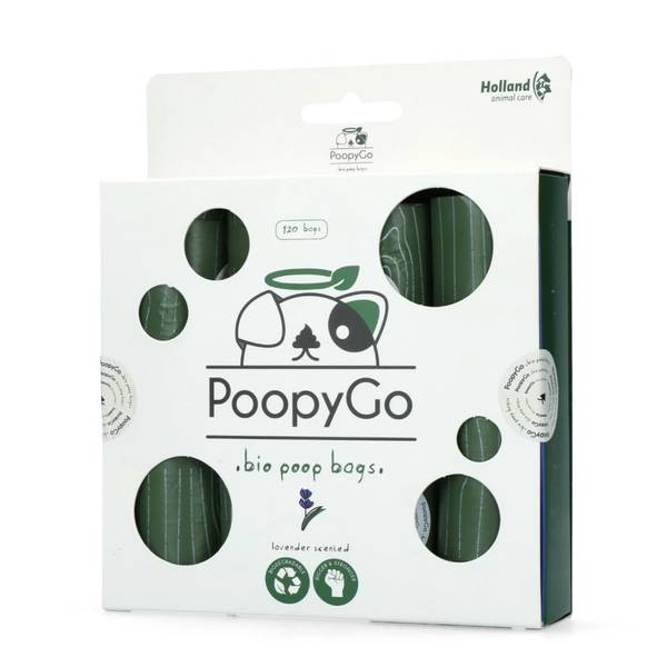 PoopyGo Biolagunevad Kakakotid Koerale 120tk (8x15 kotti), Lavendlilõhnalised