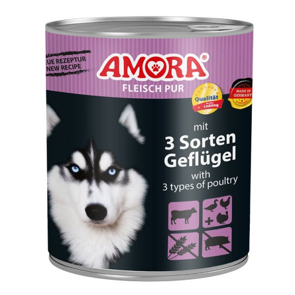 Amora 3 Sorten Geflügel Koerakonserv (Veise-, Pardi-, Kana- ja Kalkunilihaga) 800g