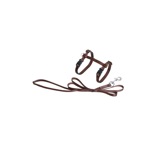 Flamingo Cat Harness Brown with Leash 110cm