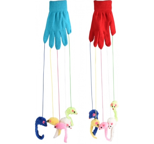 Flamingo Cat Toy Glove with Mice