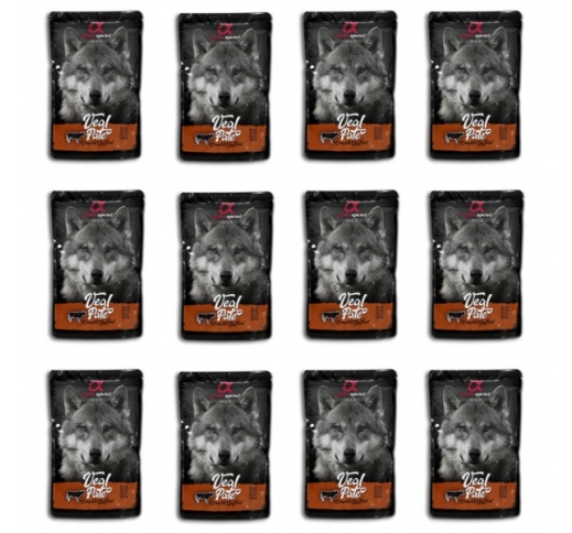 12x Alpha Spirit Pouch Pate for Dogs with Veal 300g