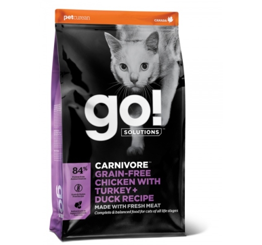 Корм GO! Carnivore для котят и кошек, с курицей, индейкой, уткой и лососем 3,7кг