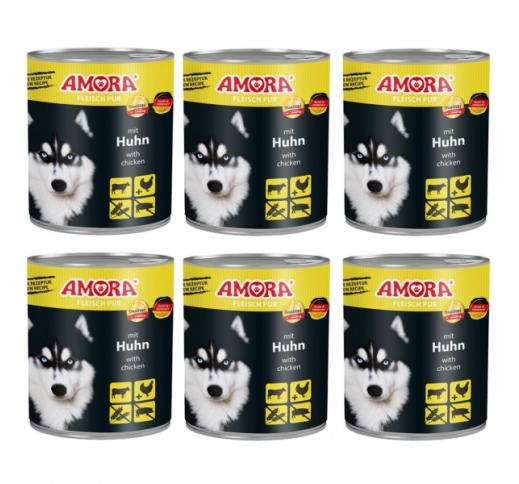 6x Amora Meat Pure Dog Food (Beef & Chicken) 800g